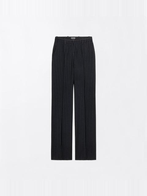TOM FORD CHALK STRIPED HOTFIX EMBROIDERY ON WOOL TAILORED STRAIGHT BOYFRIEND PANTS