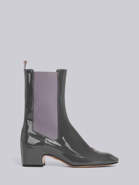 Thom Browne Soft Patent Leather Mid Calf 4-Bar Heeled Chelsea Boot