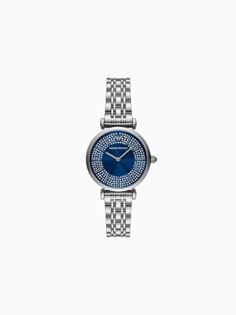 EMPORIO ARMANI TWO-HAND STAINLESS STEEL WATCH