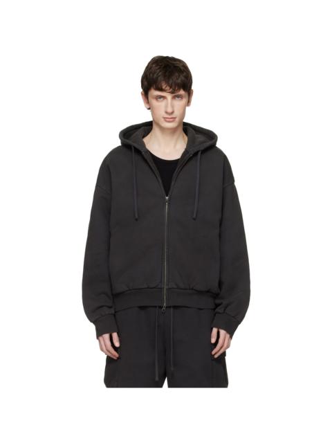 SKIMS Black Heavyweight Fleece Zip-Up Hoodie