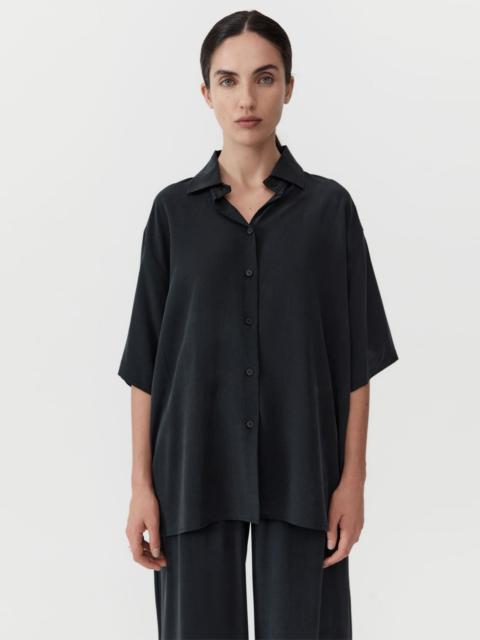 ST. AGNI Unisex Silk Shirt - Washed Black