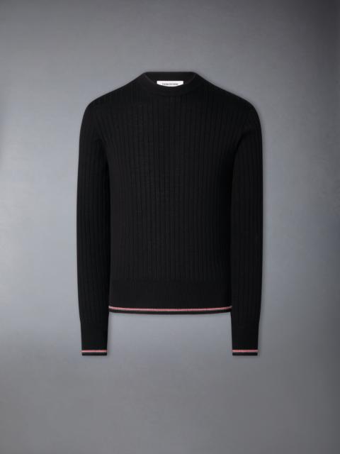 Thom Browne MERINO WOOL RWB RIB STITCH PULLOVER