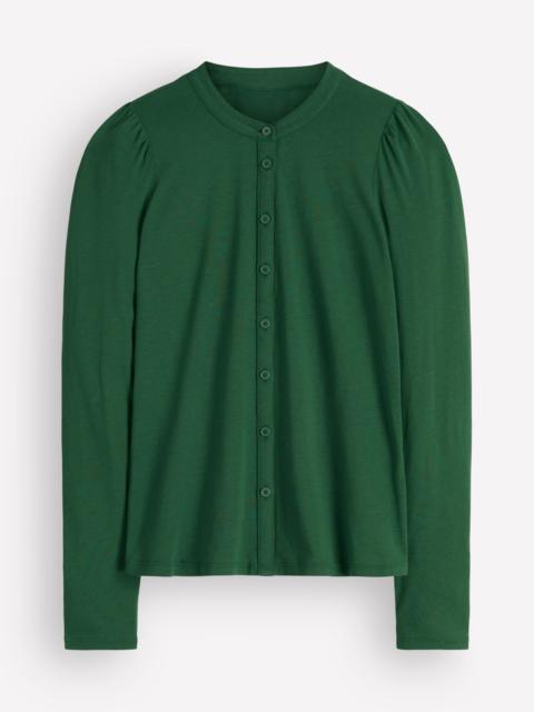 BODEN Supersoft Puff Sleeve Shirt-Hunter Green