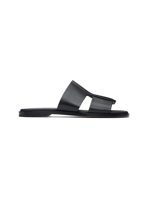 BOSS Black Buffed Leather Sandals