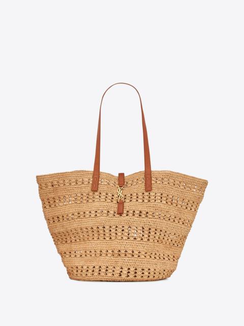 SAINT LAURENT panier medium bag in crochet raffia and smooth leather