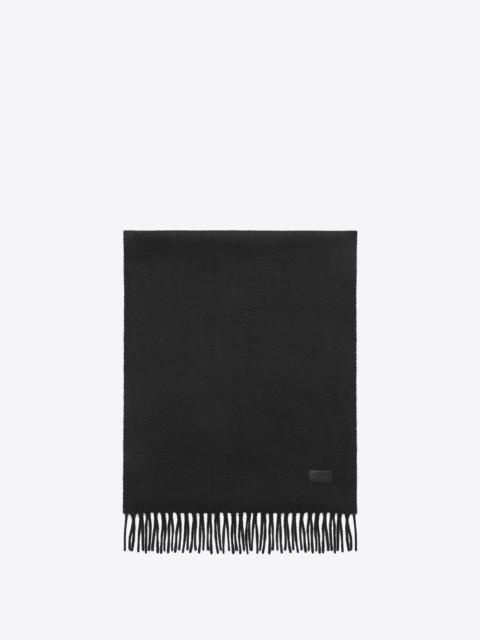 SAINT LAURENT knit fringed scarf in black cashmere