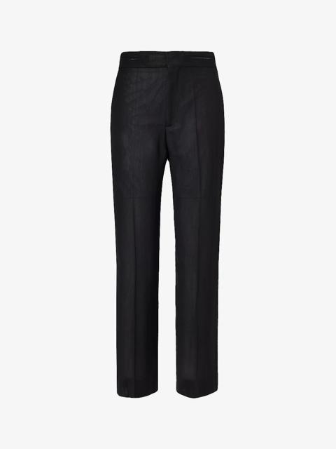 High-rise straight-leg voile trousers