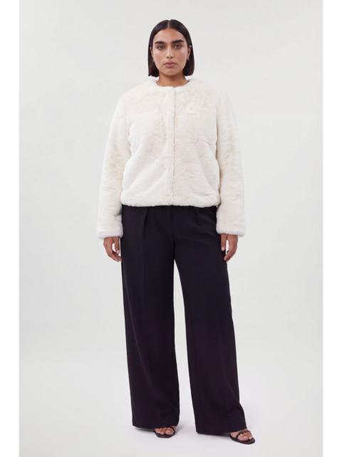KAREN MILLEN Plus Size Faux Fur Collarless Jacket