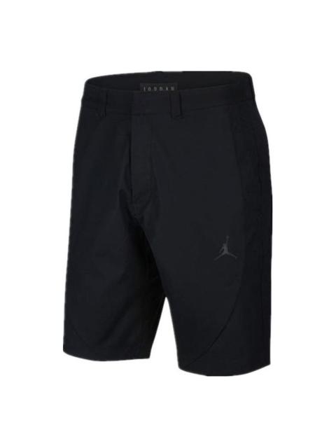 Jordan Men's Air Jordan Printing Logo Solid Color Straight Shorts Black 914421-010