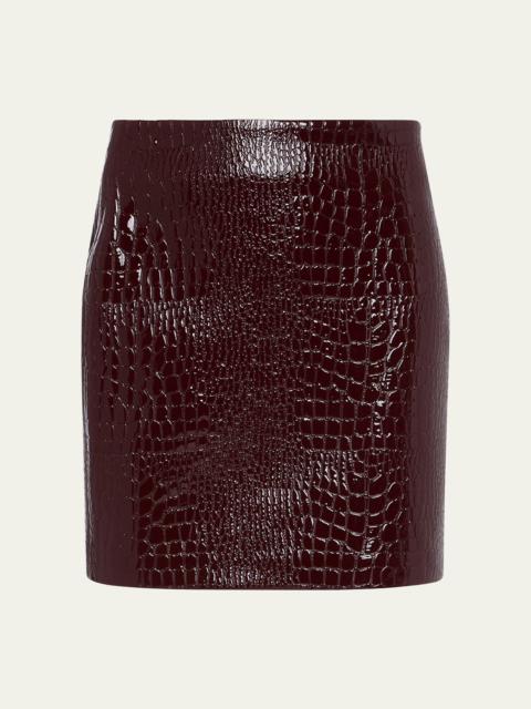 Gerard Croc-Embossed Faux Leather Mini Skirt