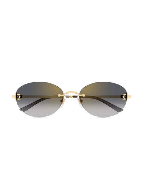 Cartier Women's Double C 54MM 24K-Gold-Plated Oval Sunglasses - Gold Grey