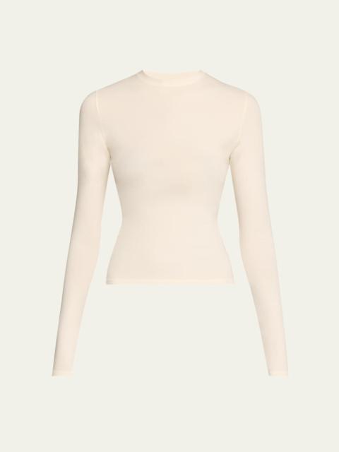 SKIMS Cotton Jersey Long-Sleeve Crewneck T-Shirt