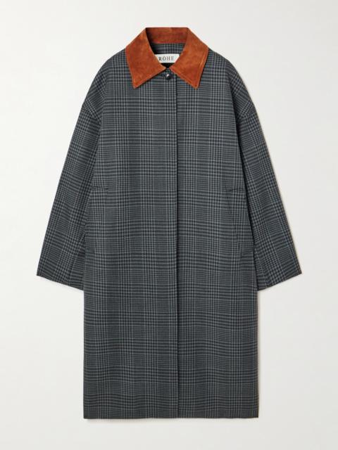 RÓHE Suede-trimmed Checked Wool Coat