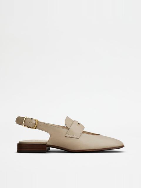 SLINGBACK LOAFERS IN LEATHER - GREY