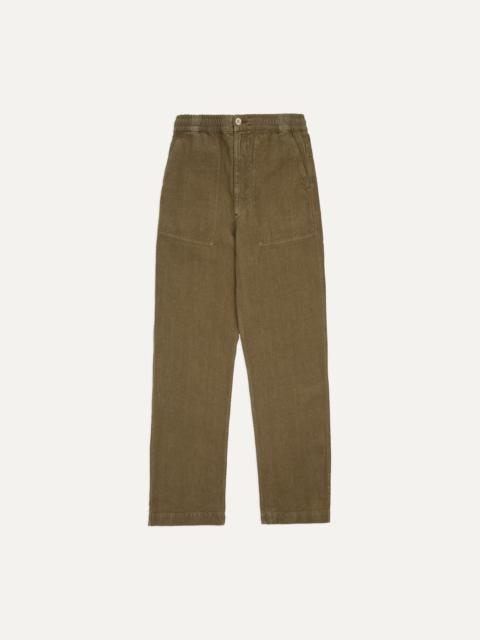 Drake's Brown Linen Drawstring Trousers