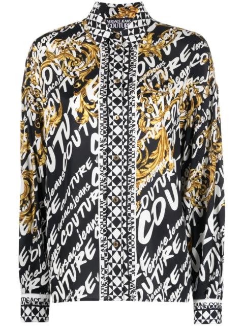 VERSACE JEANS COUTURE brushed logo-print long-sleeve shirt