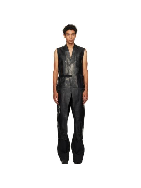 Rick Owens Black Tower Long Lab Leather Vest
