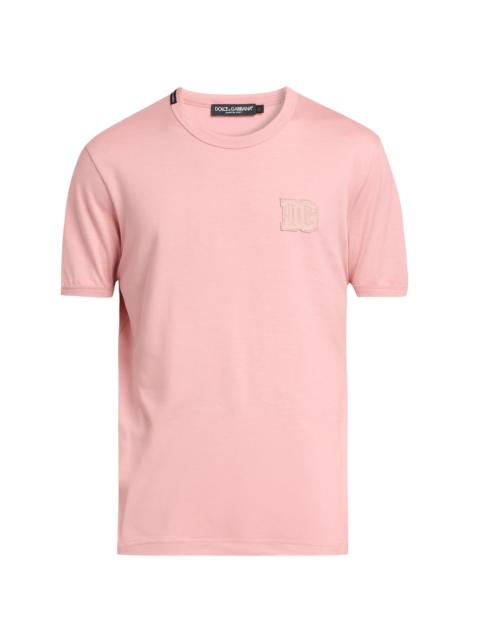 Dolce & Gabbana Men's DG Patch Cotton Crewneck T-Shirt - Rosa Polvere Scuro