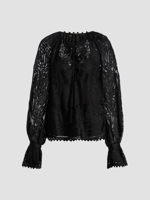 KOBI HALPERIN Women's Florence Embroidered Sheer Blouse - Black