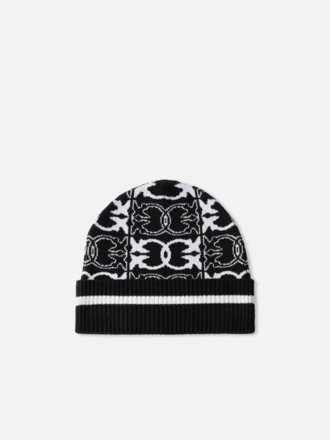 PINKO BEANIE WITH JACQUARD LOGO DETAIL