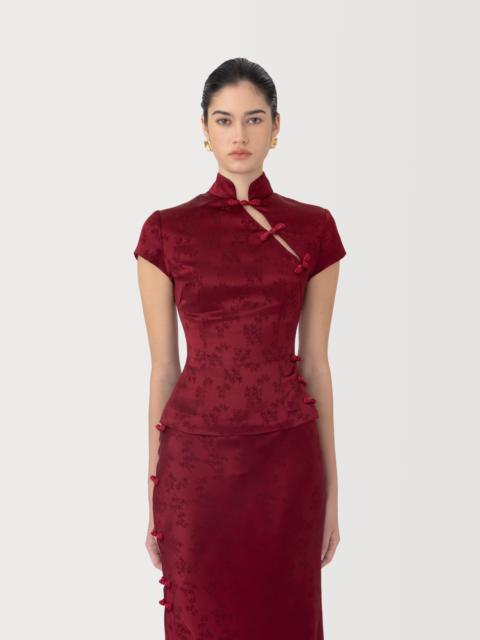 SAU LEE REN SATIN JACQUARD TOP