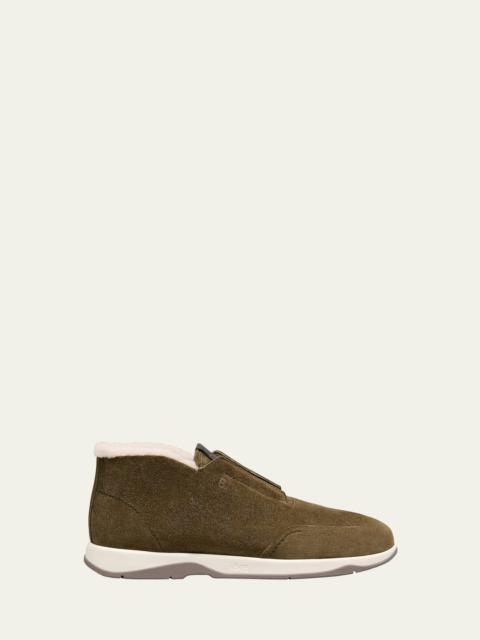 Berluti Men's Echappee Suede Shearling-Lined Slip-On Boots