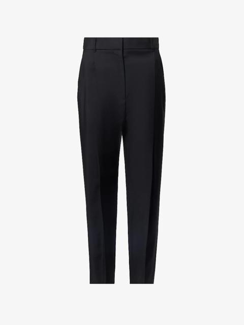 Tapered-leg high-rise wool trousers