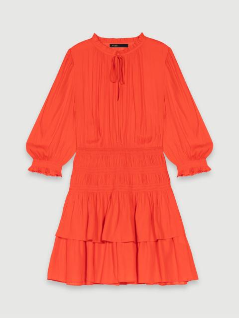 maje Short satin smocked dress