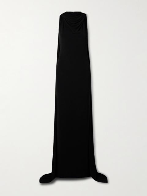 BRANDON MAXWELL The Presley Cape-effect Draped Stretch-jersey Gown