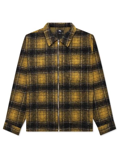 Stüssy WOOL PLAID ZIP SHIRT - YELLOW