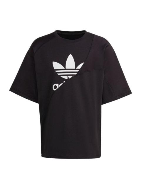 Men's adidas originals Round Neck Pullover Logo Printing Short Sleeve Japanese Version Black T-Shirt