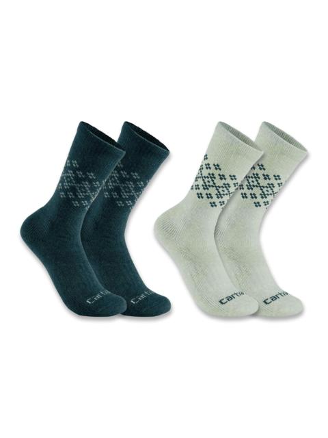 Carhartt Women's Midweight Synthetic-Wool Blend Fairisle Crew Sock 2-Pack