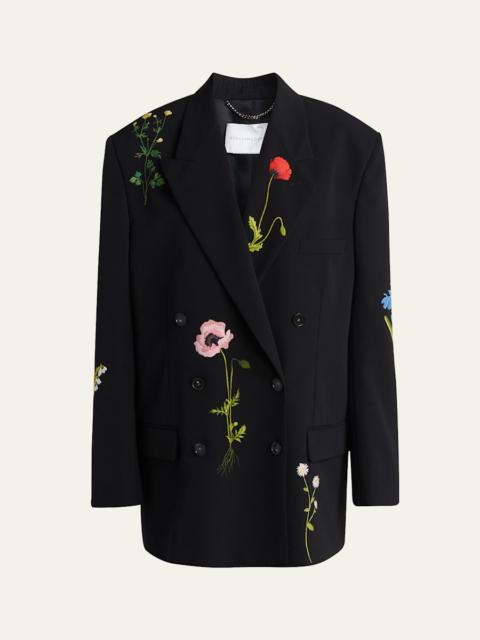 Stella McCartney Floral Embroidered Double-Breasted Boyfriend Blazer