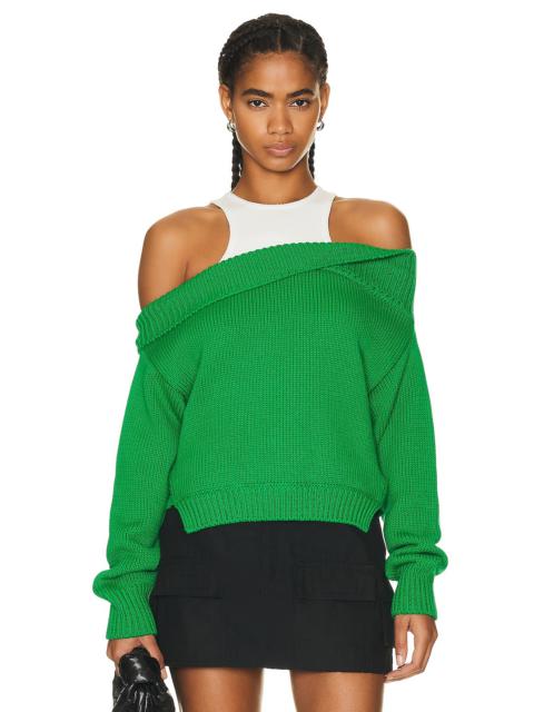 Monse Color Blocked Off Shoulder Sweater