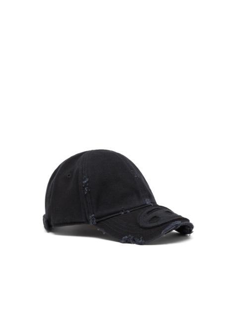Diesel COTTON TWILL CAP WITH DISTRESSED DETAILS