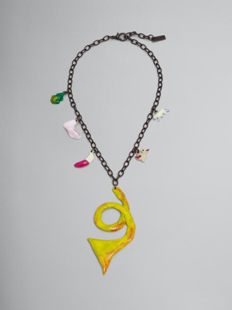 MARNI X NO VACANCY INN - NECKLACE WITH GREEN PINK AND YELLOW PENDANTS