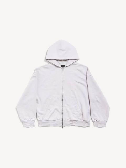 BALENCIAGA Men's Balenciaga Back Zip-up Hoodie Regular Fit in Dirty White/baby-pink