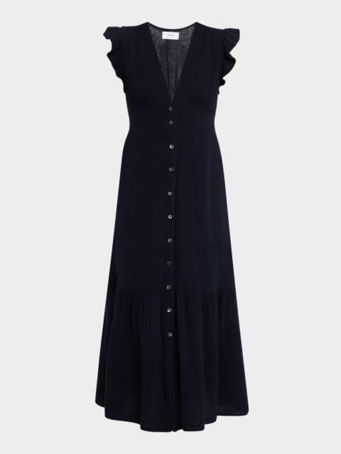 XÍRENA Davana Ruffle Cotton Gauze Midi Dress