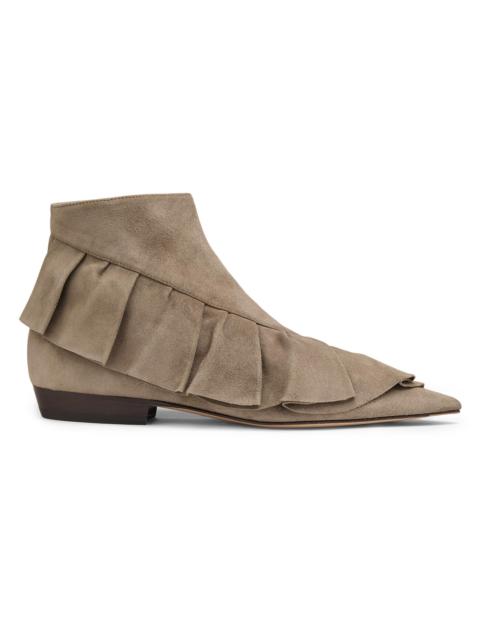 JW Anderson Women's 25MM Ruffled Suede Ankle Boots - Grey