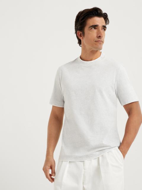 Cotton jersey crew neck T-shirt with faux-layering