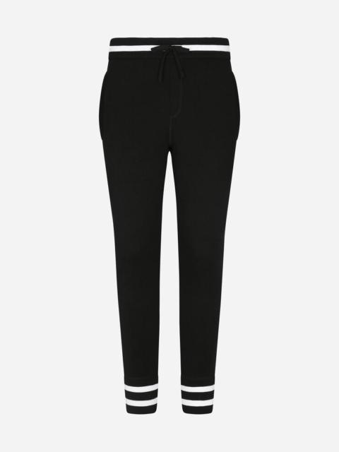 Wool jogging pants with embroidery