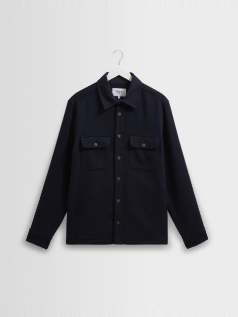 Wax London Lomond - Navy Heavy Wool Overshirt