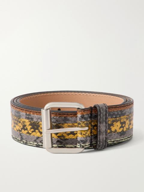 Dries Van Noten 3cm Patchwork Snake-Effect Leather Belt Multi