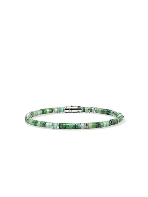 Heishi Bracelet, Hardstones, Emeralds, Sterling Silver