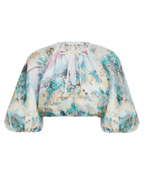 Zimmermann VACAY PUFF 소매 CROP TOP