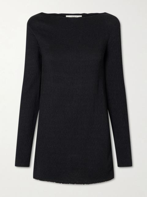 The Row Ozma pleated silk top Black