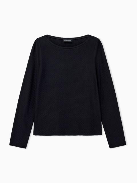 EMPORIO ARMANI LONG-SLEEVED JERSEY JUMPER WITH A JACQUARD RELIEF PATTERN