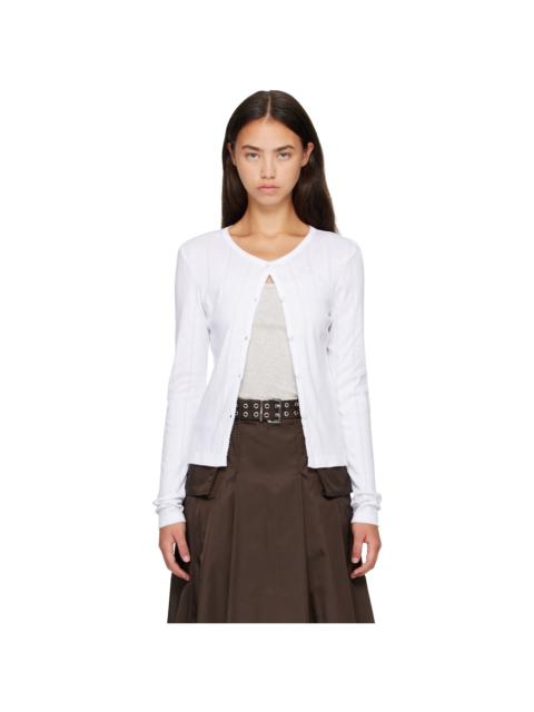 GANNI White Pointelle Cotton Cardigan