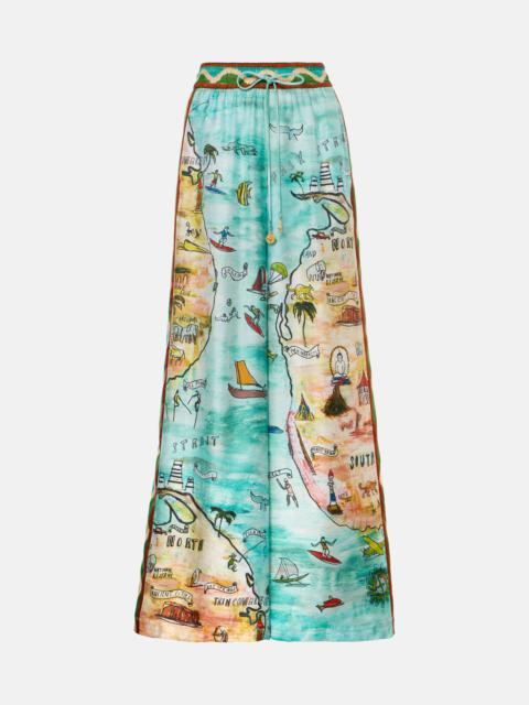 ALÉMAIS Swell printed silk twill pants