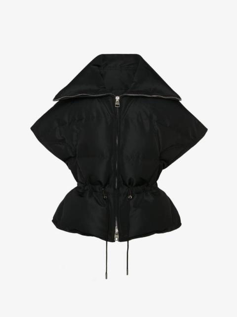 Alexander McQueen Women's Sleeveless Waisted Puffer Jacket in Black